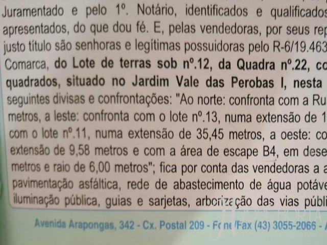 #1251 - Terreno para Venda em Arapongas - PR